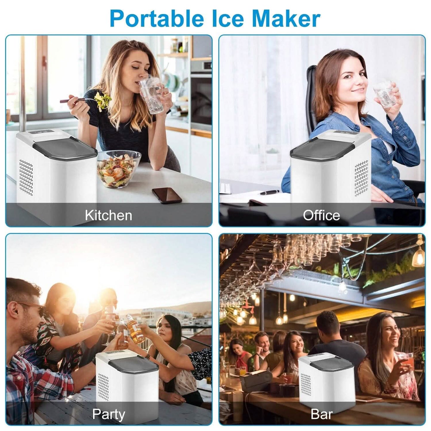 Electric Countertop Ice Make with Ice Scoop Basket Self Cleaning