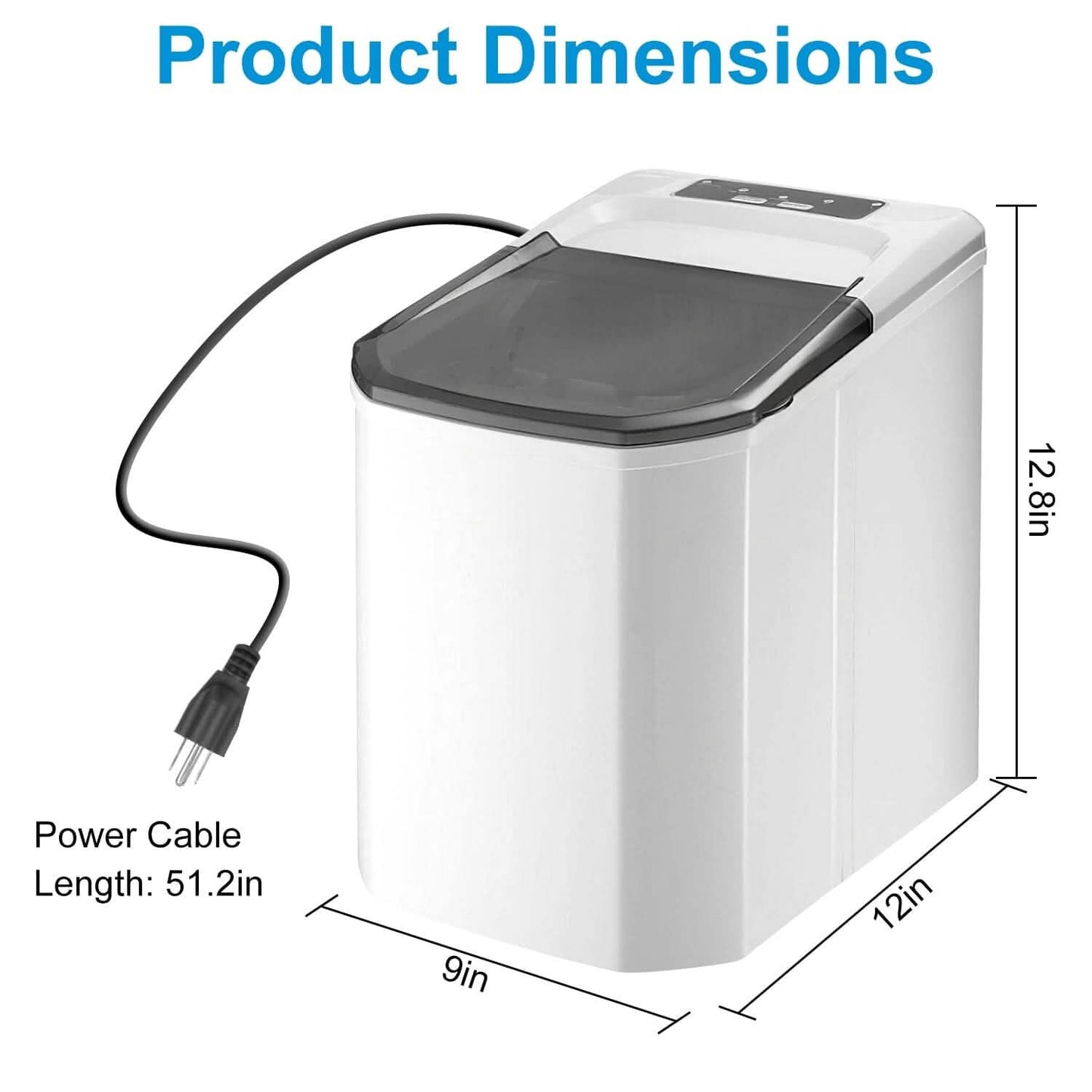 Electric Countertop Ice Make with Ice Scoop Basket Self Cleaning