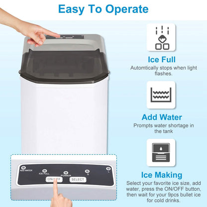 Electric Countertop Ice Make with Ice Scoop Basket Self Cleaning