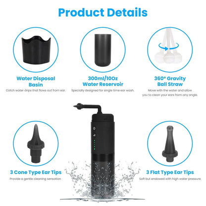 Electric Ear Wax Removal Kit with 3 Modes 6 Ear Tips IPX7 Waterproof USB Rechargeable