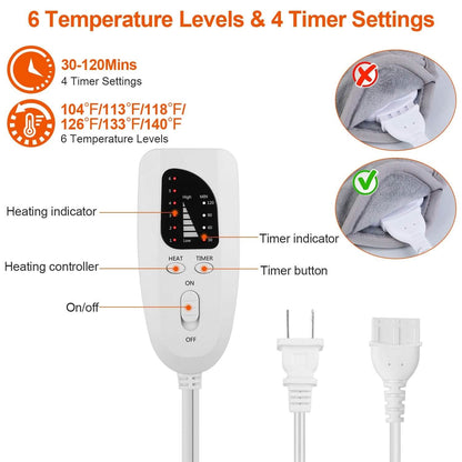 Electric Foot Warmer with 6 Temperature Settings