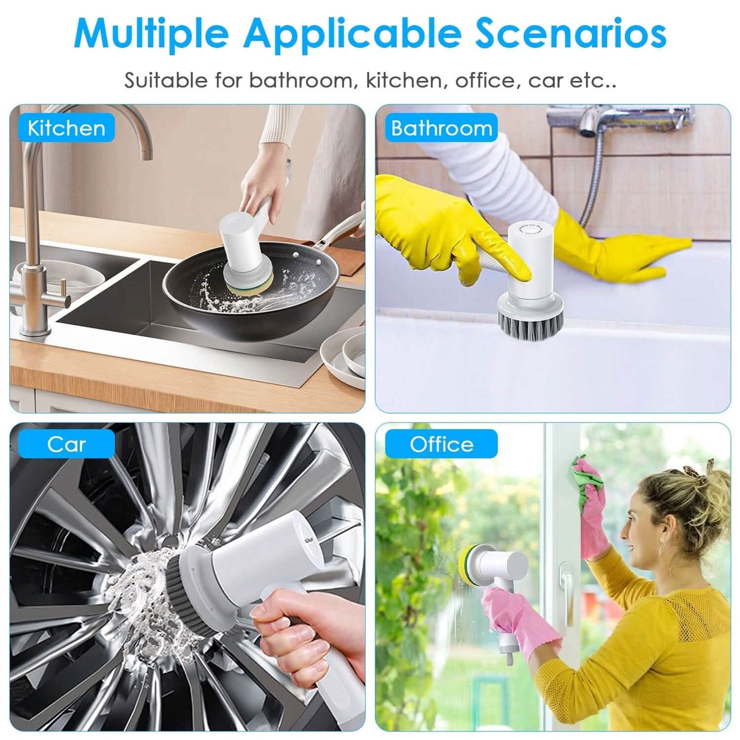 Electric Handheld Spin Scrubber Cordless Cleaning Brush with 2 Rotating Speeds