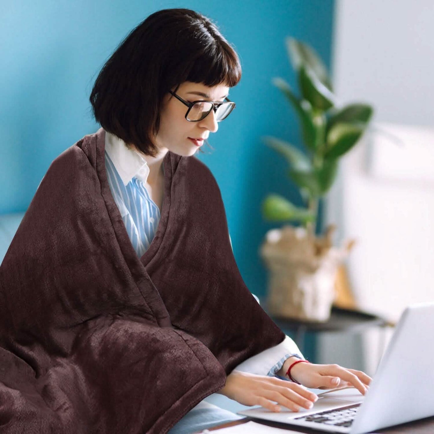 Electric Heated Flannel Throw Blanket