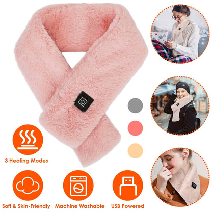 Electric Heated Scarf USB Heating Neck Shawl Soft Warm Scarves with 3 Heating Modes