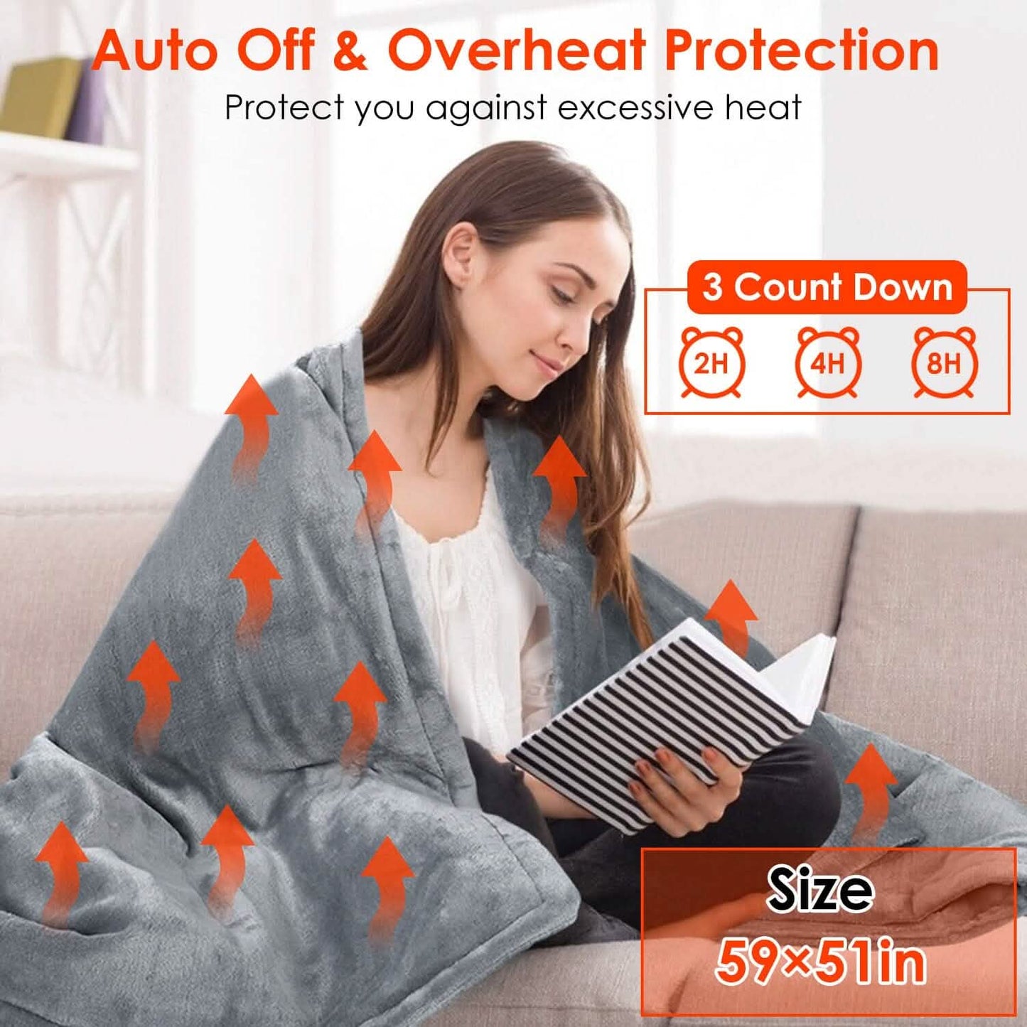 Electric Heated Throw Flannel Heated Blanket
