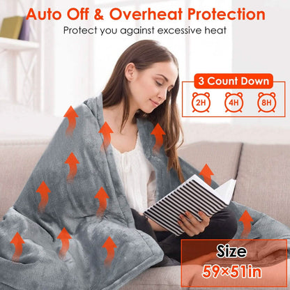 Electric Heated Throw Flannel Heated Blanket
