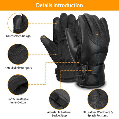 Electric Heated Touchscreen Thermal Gloves Leather USB Plug