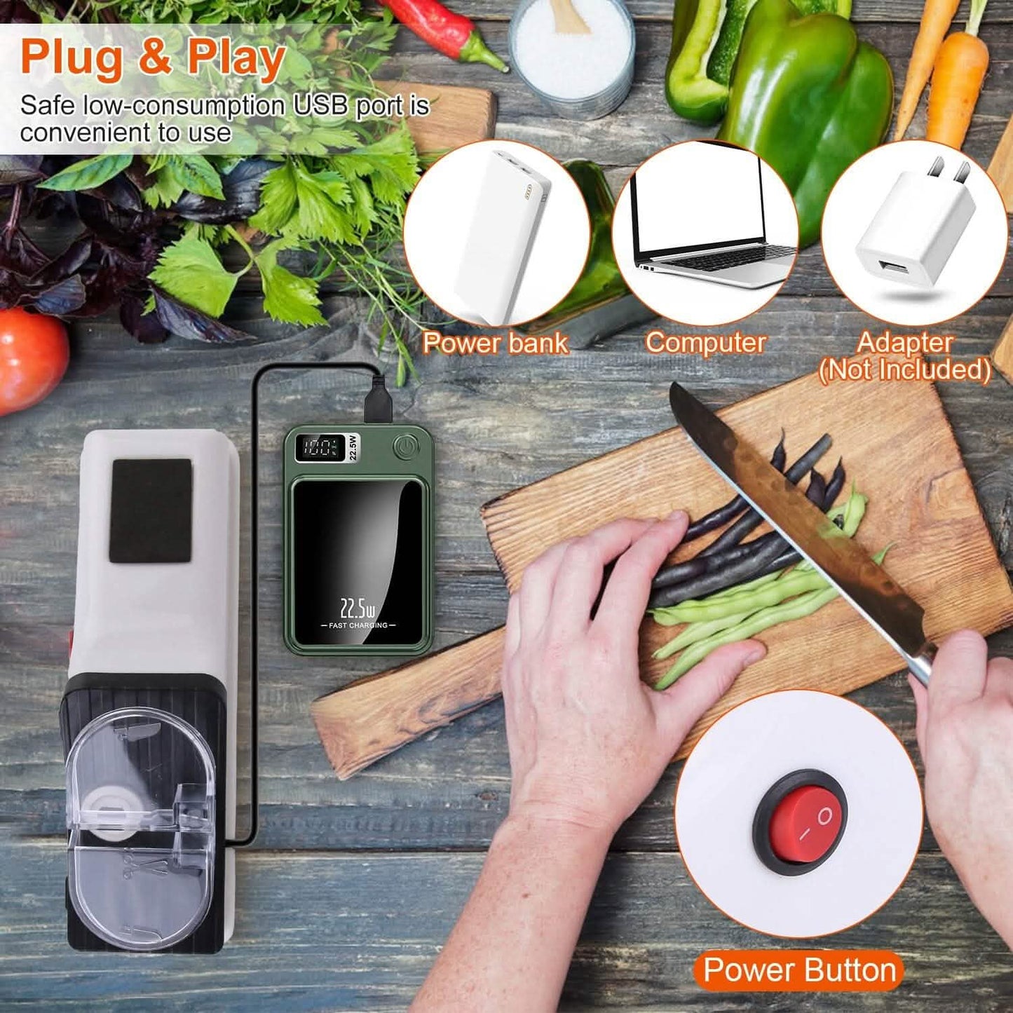 Electric Knife Sharpener with USB Plug