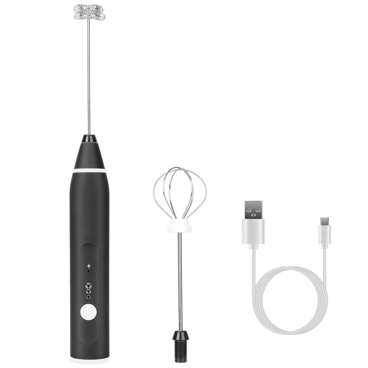 Electric Milk Frother with 2 Whisk Heads
