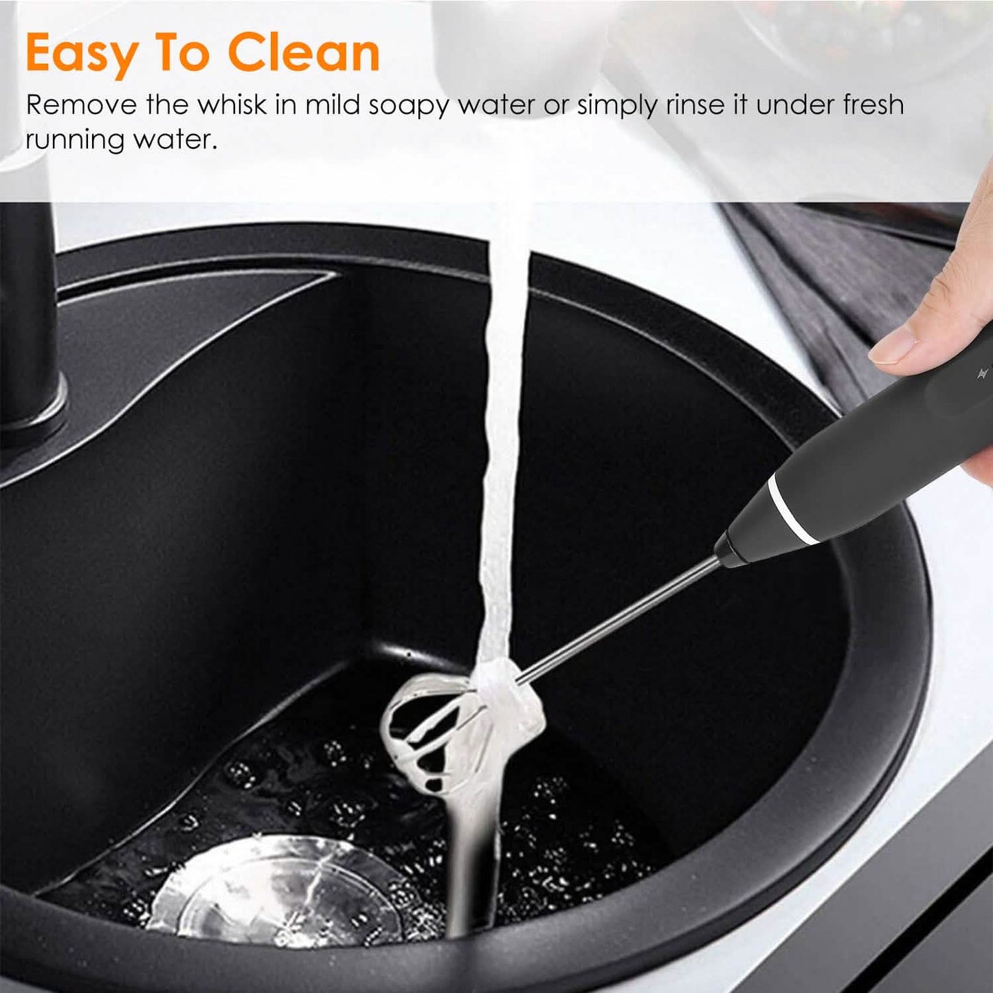 Electric Milk Frother with 2 Whisk Heads