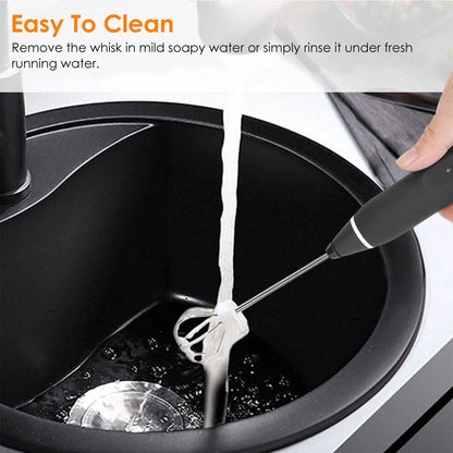 Electric Milk Frother with 2 Whisk Heads