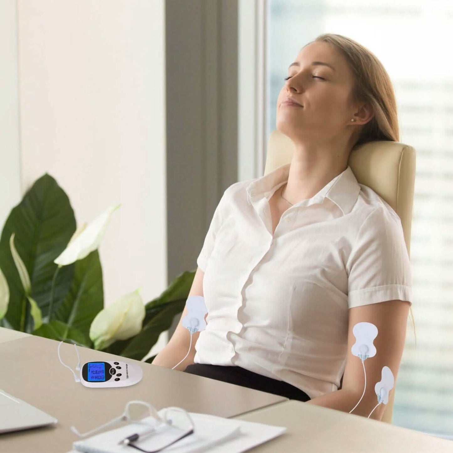 Electric Muscle Stimulator with Electrode Pads Wires