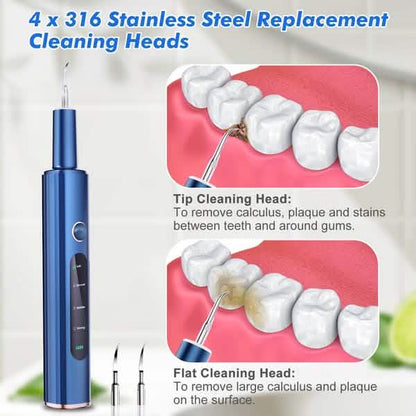 Electric Plaque Remover for Teeth, Rechargeable Teeth Cleaning Kit with 4 Modes