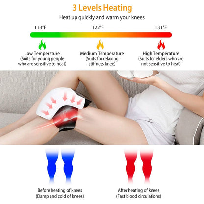 Electric Rechargeable Knee Massager Infrared Heat Pain Relief Therapy