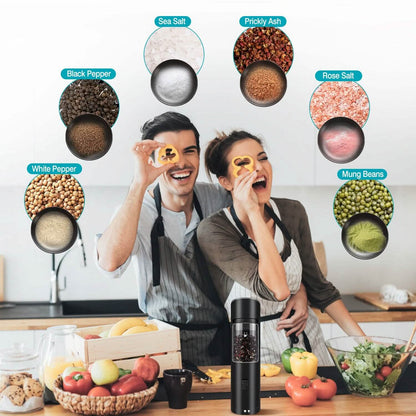 Electric Salt and Pepper Grinder LED Indicator Adjustable Coarseness