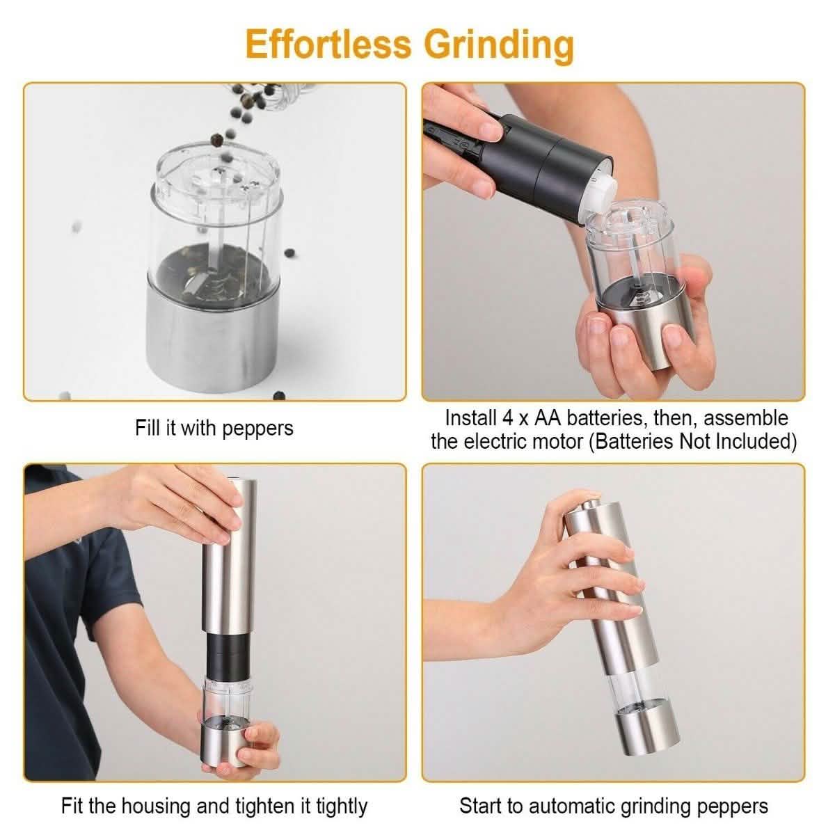 Electric Salt Pepper Grinder with Light Adjustable Coarseness