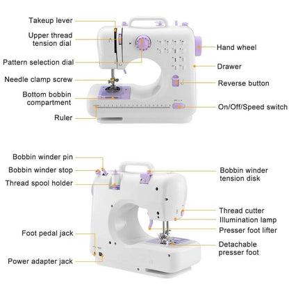 Electric Sewing Machine 12 Stitches with Foot Pedal