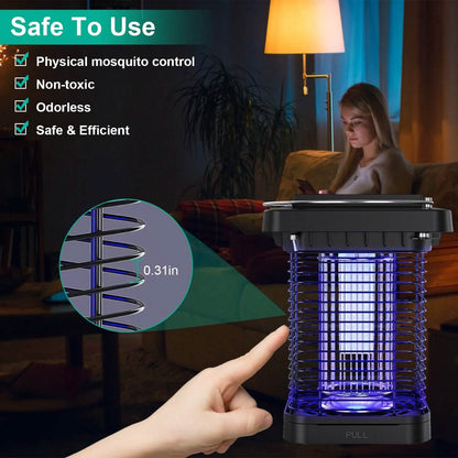 Electric Solar Powered Bug Zapper Lamp IP65 Waterproof for Indoor and Outdoor