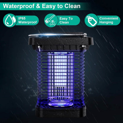 Electric Solar Powered Bug Zapper Lamp IP65 Waterproof for Indoor and Outdoor