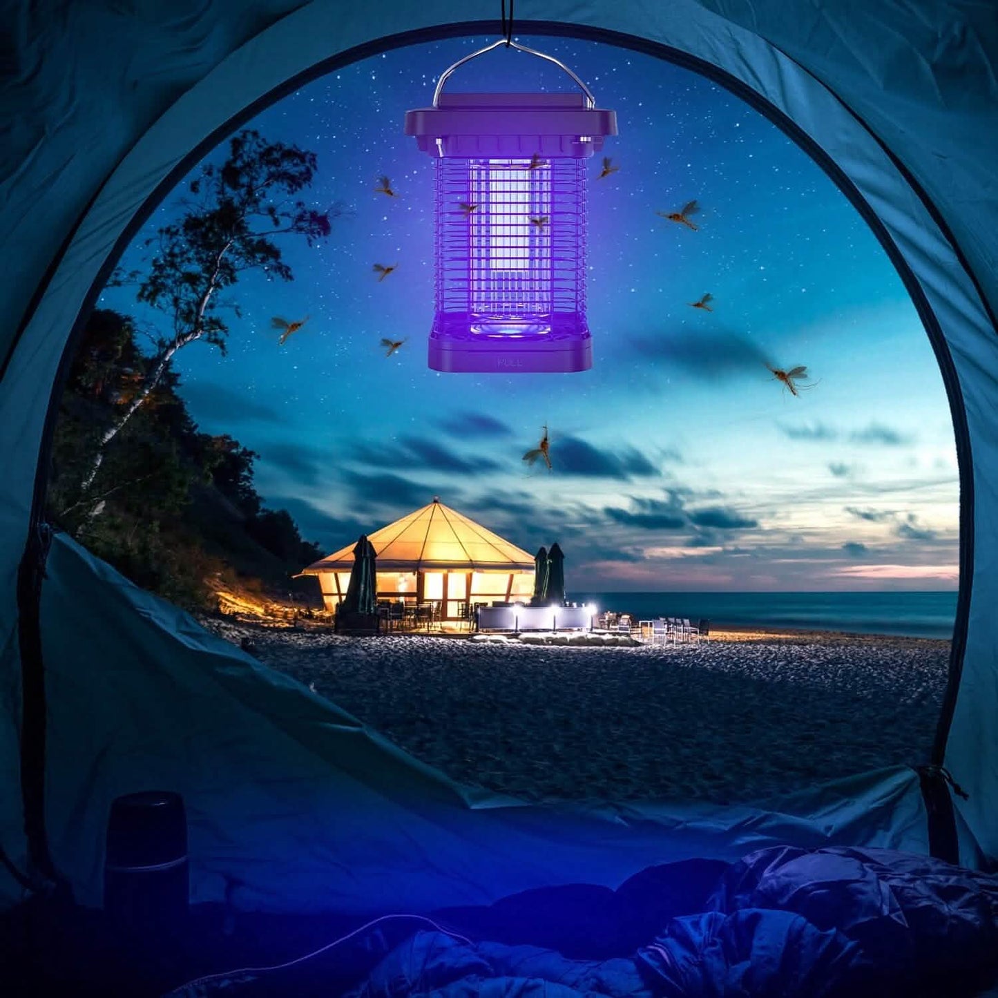 Electric Solar Powered Bug Zapper Lamp IP65 Waterproof for Indoor and Outdoor