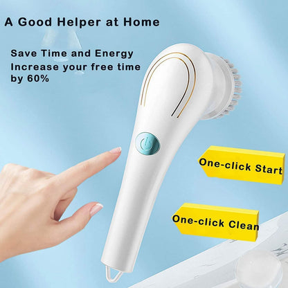 Electric Spin Scrubber Cordless Handheld Cleaning Brush with 5 Replaceable Brush Heads