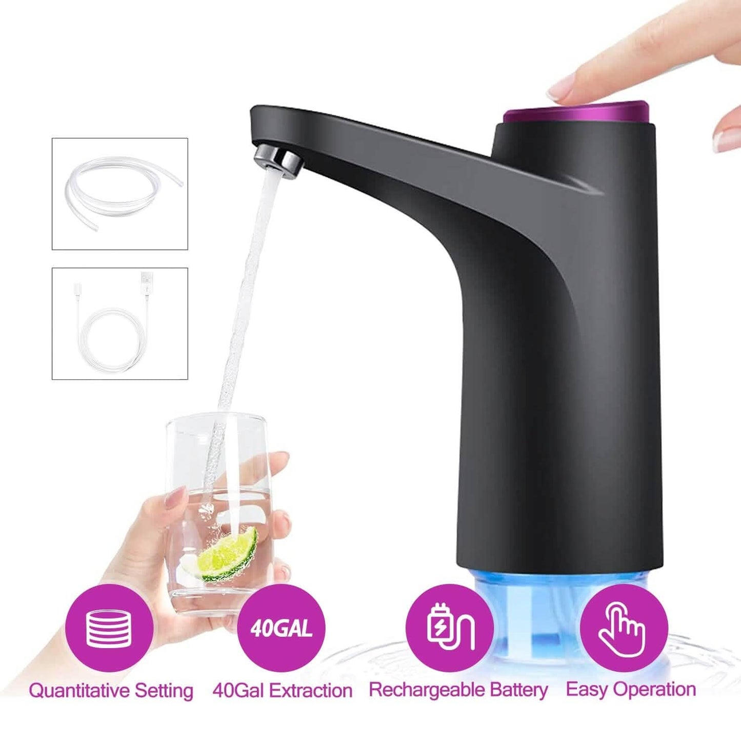Electric Water Dispenser 40 Gallon USB Rechargeable