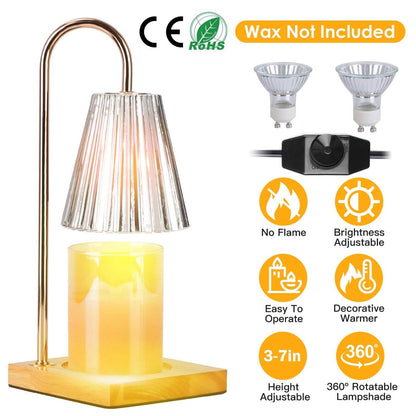 Electric Wax Melt Warmer Lamp Dimmable with 2 GU10 Bulbs 3-7in Adjustable Height 360º Rotatable