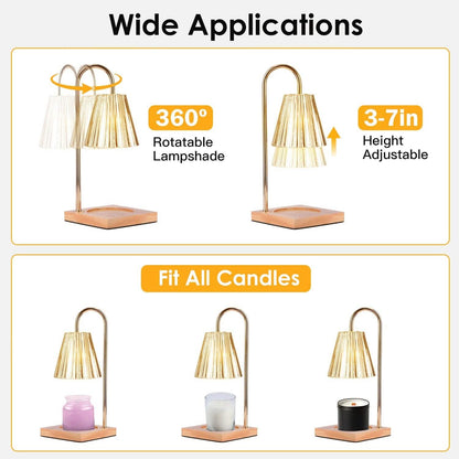 Electric Wax Melt Warmer Lamp Dimmable with 2 GU10 Bulbs 3-7in Adjustable Height 360º Rotatable