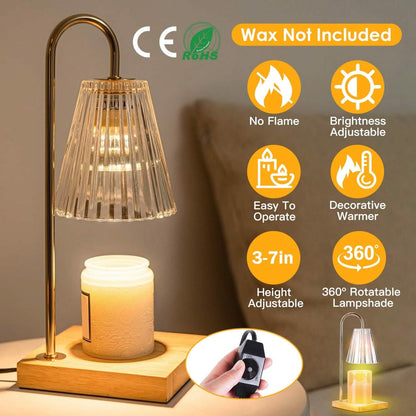 Electric Wax Melt Warmer Lamp Dimmable with 2 GU10 Bulbs 3-7in Adjustable Height 360º Rotatable