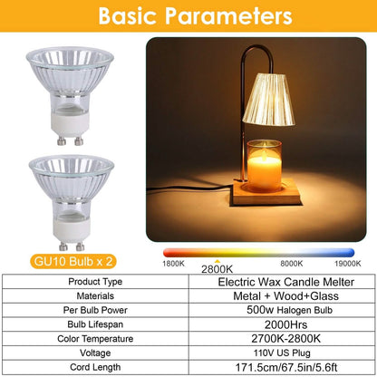 Electric Wax Melt Warmer Lamp Dimmable with 2 GU10 Bulbs 3-7in Adjustable Height 360º Rotatable