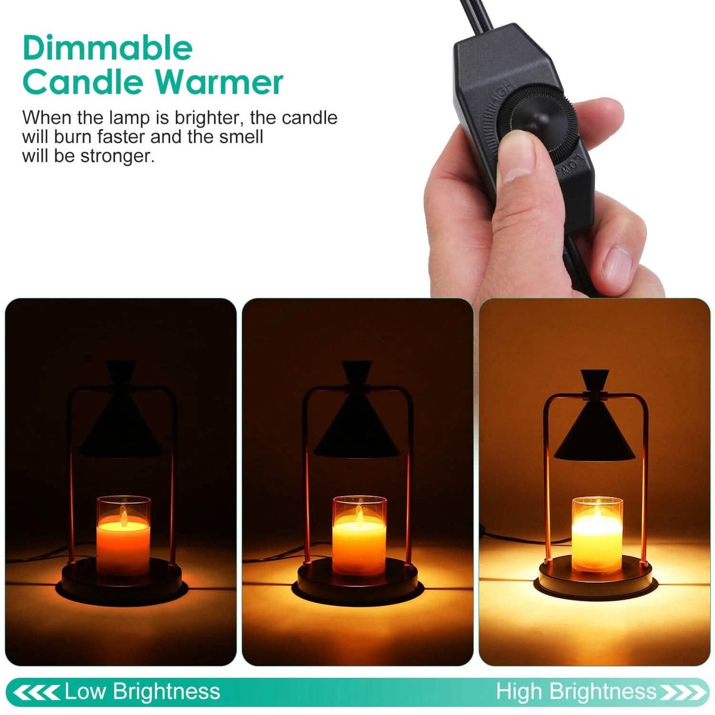 Electric Wax Melt Warmer Lamp Dimmable with 2 GU10 Bulbs