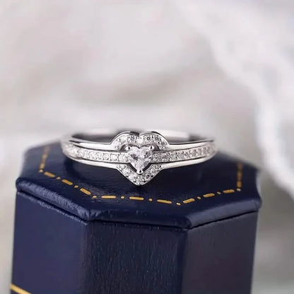 Elegant 925 Sterling Silver Heart Ring with Sparkling Zirconia