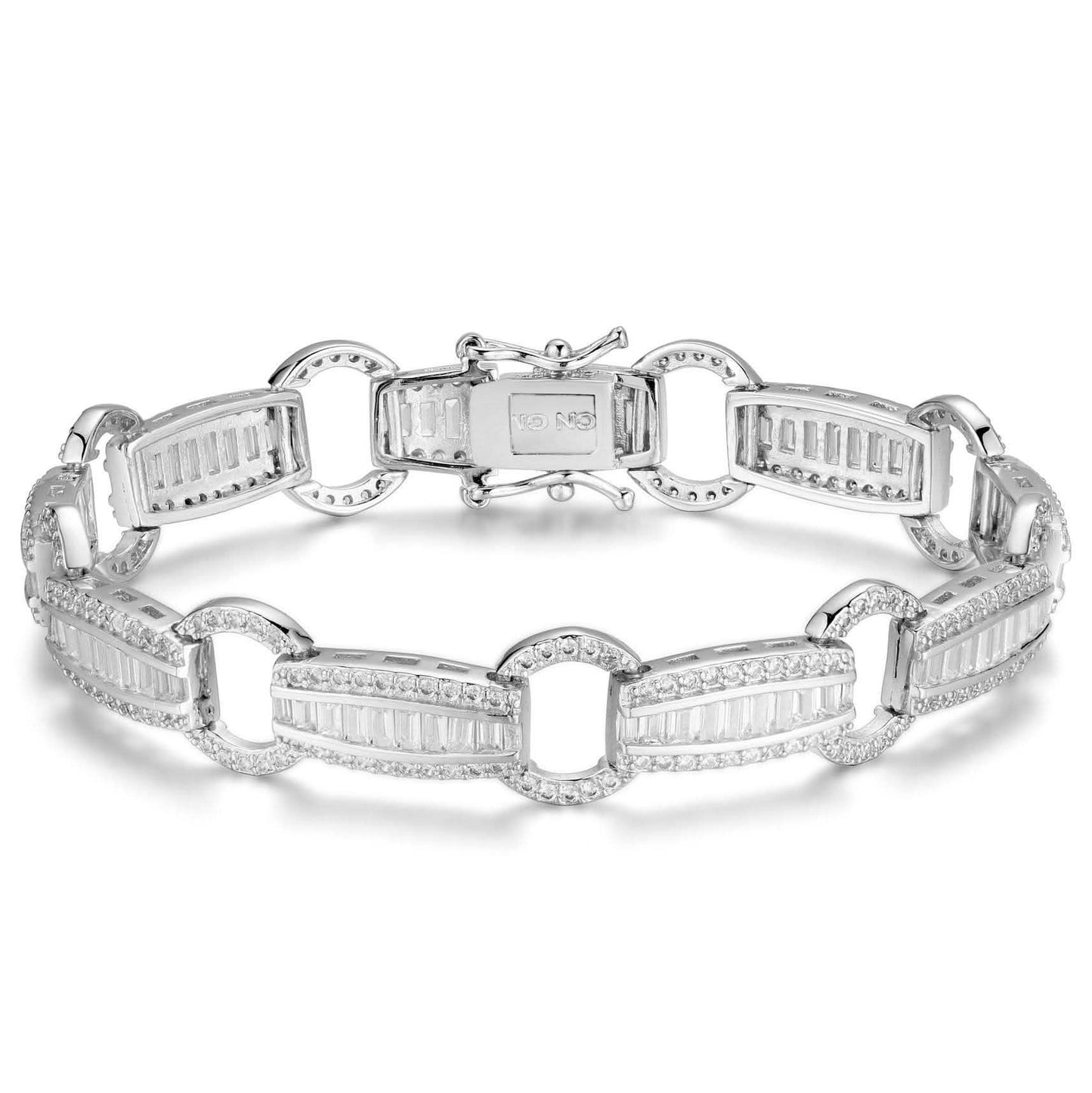 Elegant Baguette Link Crystal Tennis Bracelet