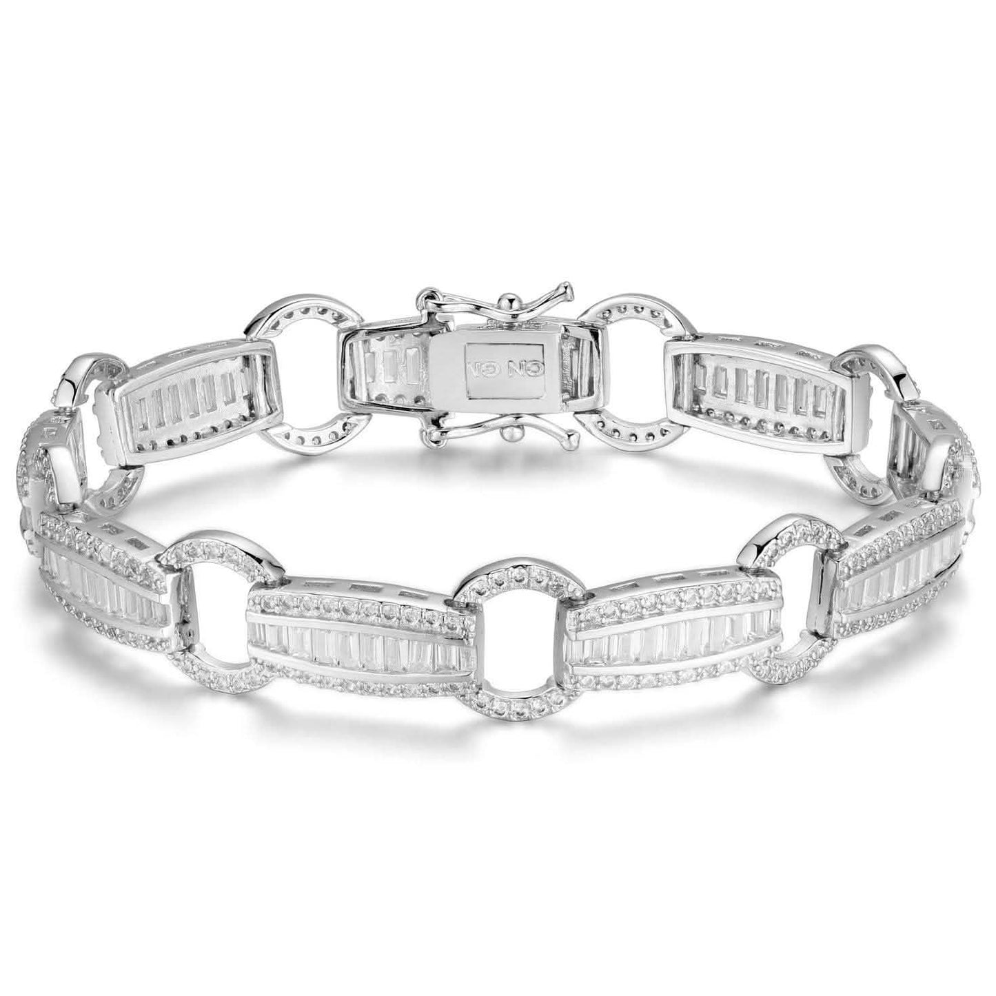 Elegant Baguette Link Crystal Tennis Bracelet