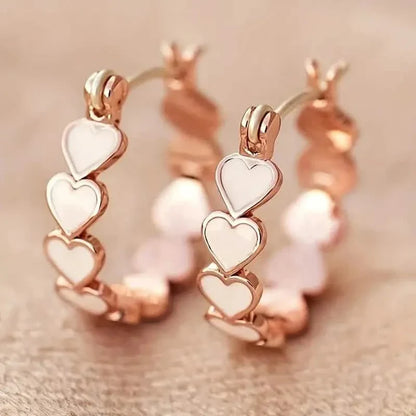 Elegant Boho-Chic Heart Hoop Earrings for Women - Nickel-Free Copper, Perfect for Daily Wear & Parties