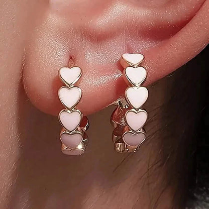 Elegant Boho-Chic Heart Hoop Earrings for Women - Nickel-Free Copper, Perfect for Daily Wear & Parties