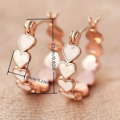 Elegant Boho-Chic Heart Hoop Earrings for Women - Nickel-Free Copper, Perfect for Daily Wear & Parties