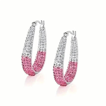 Elegant Dual Tone Gradient Glitter Hoop Earrings