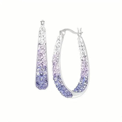 Elegant Dual Tone Gradient Glitter Hoop Earrings