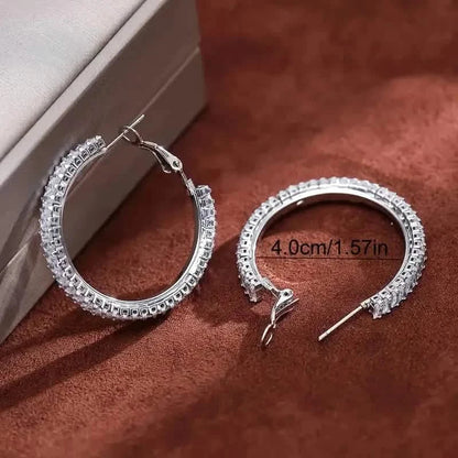 Elegant Full Rectangular Shiny Fit Square Decorative Hoop Earrings