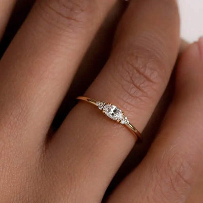 Elegant Gold-Plated Ring with Sparkling Zirconia