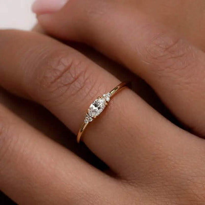 Elegant Gold-Plated Ring with Sparkling Zirconia