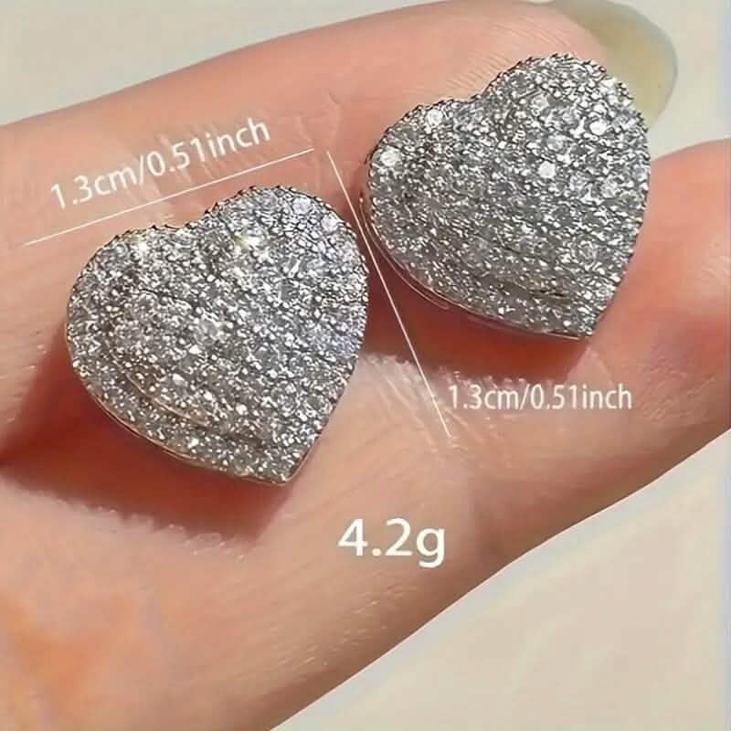 Elegant Heart-Shaped Zirconia Stud Earrings