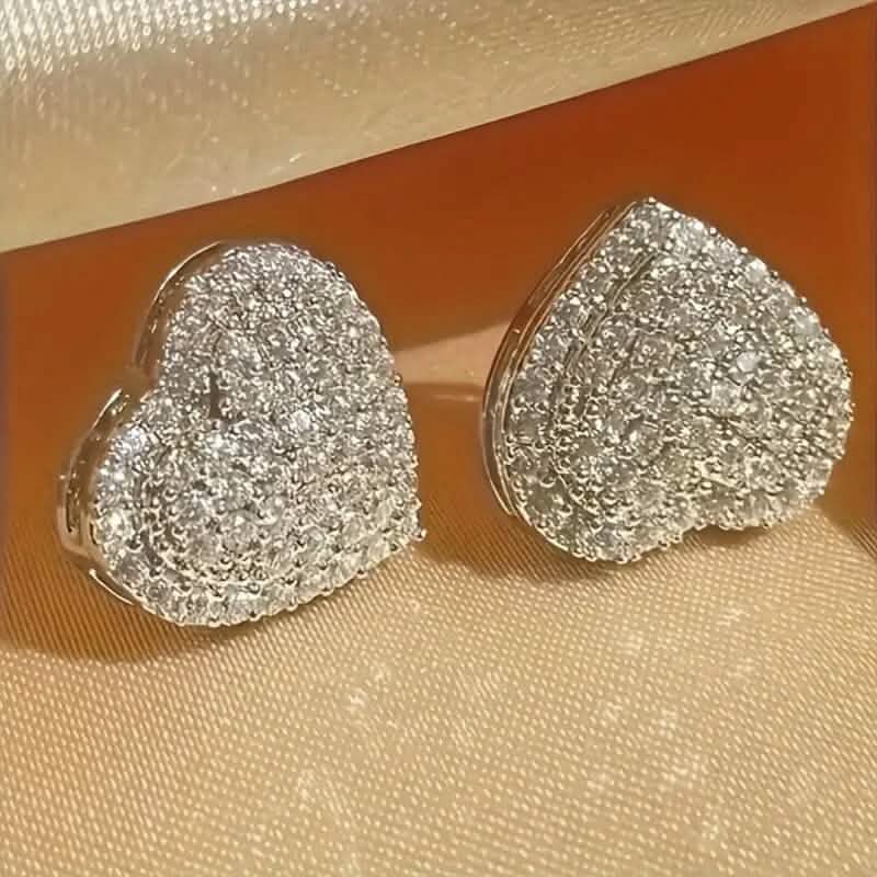 Elegant Heart-Shaped Zirconia Stud Earrings