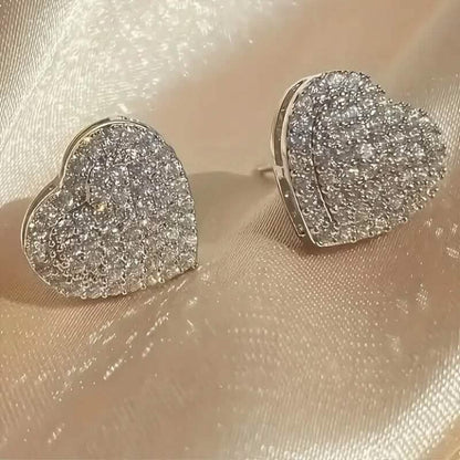 Elegant Heart-Shaped Zirconia Stud Earrings