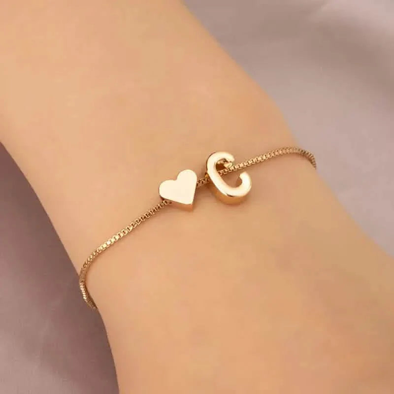 Elegant Love Heart Charm Bracelet - Delicate Minimalist Link Chain