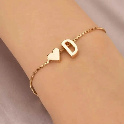 Elegant Love Heart Charm Bracelet - Delicate Minimalist Link Chain