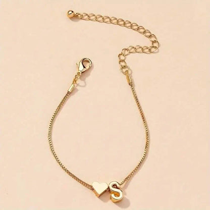Elegant Love Heart Charm Bracelet - Delicate Minimalist Link Chain