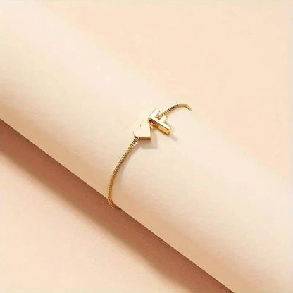 Elegant Love Heart Charm Bracelet - Delicate Minimalist Link Chain
