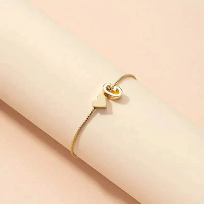 Elegant Love Heart Charm Bracelet - Delicate Minimalist Link Chain